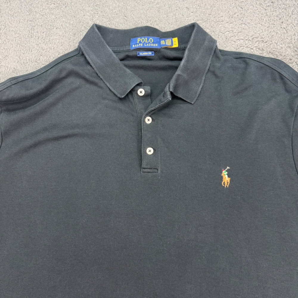 Polo Ralph Lauren Polo Shirt Mens XXL Black Classic Fit Short Sleeve Pony Logo
